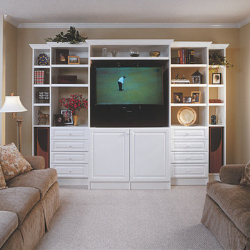 White Wall Unit with stepped back side cabinets