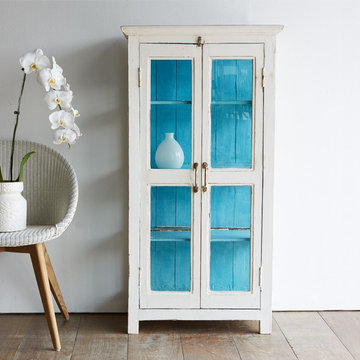 White with Blue interior cabinet