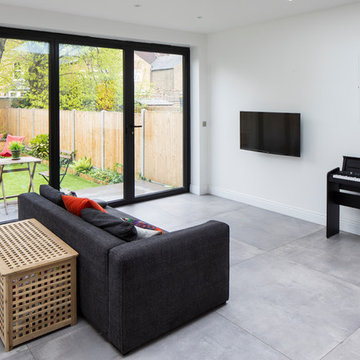 Wimbledon House - living room, dining room, kitchen in new extension
