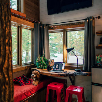 Wood Accent & Shiplap Wall in Cozy Rustic Cabin in the Woods