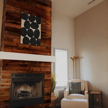 Wood Accent Fireplace Wall