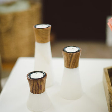 Wood and Stone Candle Holders