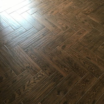 Wood Look Herringbone Tiled Floors