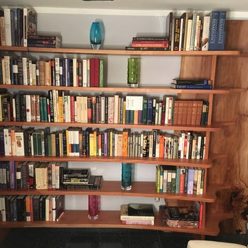 Wood slab bookcase