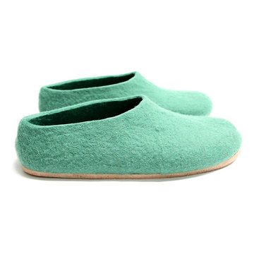 Wool Felted Slippers Lucite Green