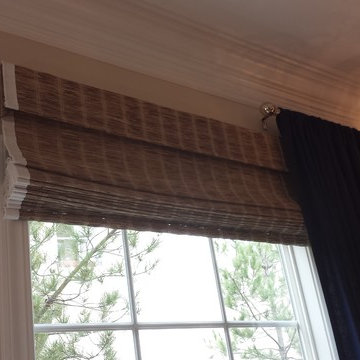 Woven Flat Roman Shades with side panels