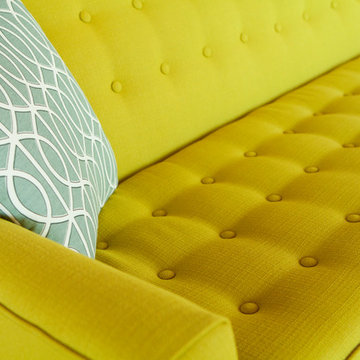 Yellow Tufted Textured Sofa Bench Cushion | The Sofa Company