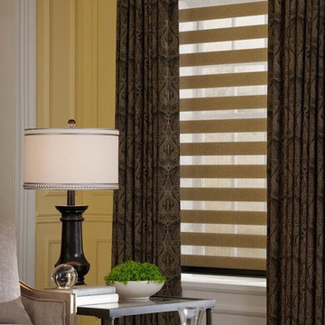 Yellow Walls paired with Pattern Curtains & Draperies of Indianapolis- Custom St