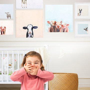 Animal Wall Art for Baby Girls Nursery