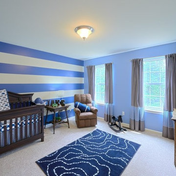 Blue striped theme boy's nursery room