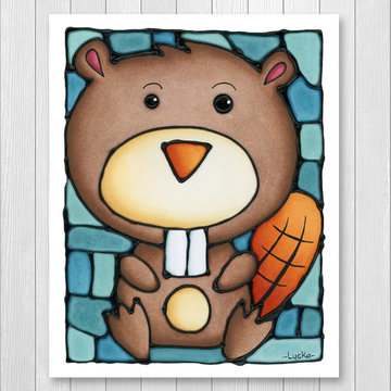 Brown Beaver Print for Nursery or Bedroom