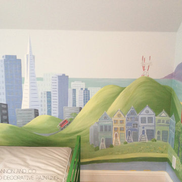 Cityscape Mural with San Francisco Landmarks