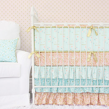 Coral and Gold Sparkle Baby Bedding
