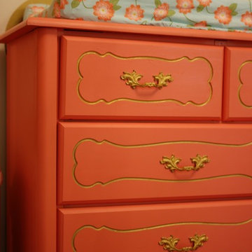 Coral/Gold Painted Dresser
