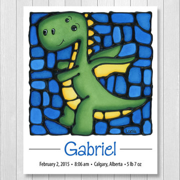 Dragon Personalized Print with Birth Details