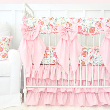 Felicity's Pink Vintage Floral Bumperless Crib Bedding