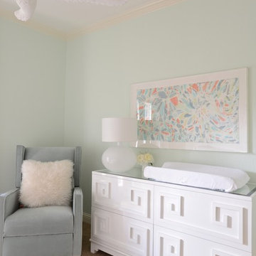 Girl's Nursery - Contemporary with Mint Green, White and Peach Colors