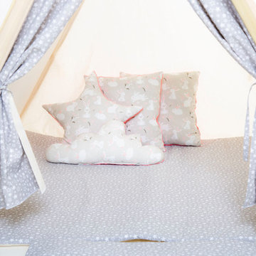 Grey stars teepee tent for kids by Cuddlesome