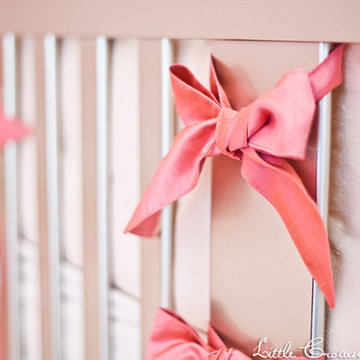 Ivory and Coral Girl's Nursery Crib Bedding