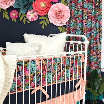 Jocelyn's Navy Boho Floral Bedding Nursery