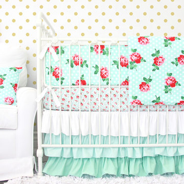Lucy's Mint Rose Baby Bedding