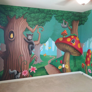 Magical Forest Hand painted Nursery Mural
