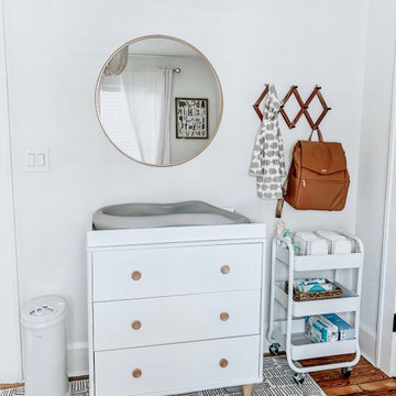 Mid-century modern baby boy nursery interior