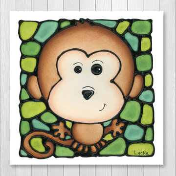 Monkey Art Print for Nursery or Bedroom