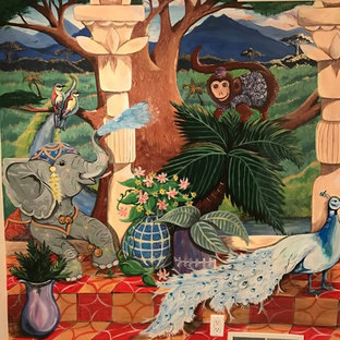 Idee per un'ampia cameretta per neonati tropicale