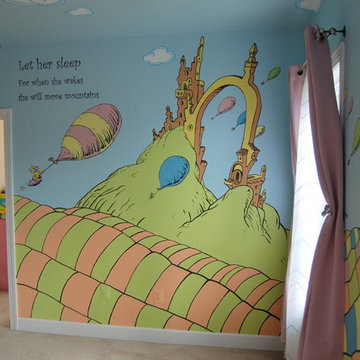 Oh, The Places You'll Go! Dr. Seuss Mural throughout a nursery