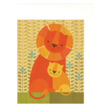 Petit Collage Lion & Cub Print