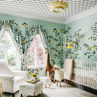 75 Beautiful Dark Wood Floor Nursery With Green Walls Pictures Ideas November Houzz