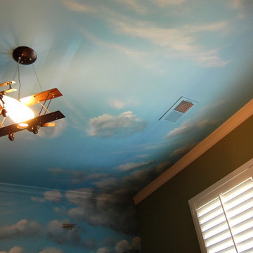 Sky Ceiling in Nursery with Planes by Tom Taylor of www.My1stRoom.com