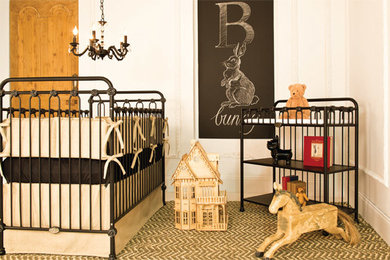 This is an example of a contemporary gender neutral nursery in Baltimore.