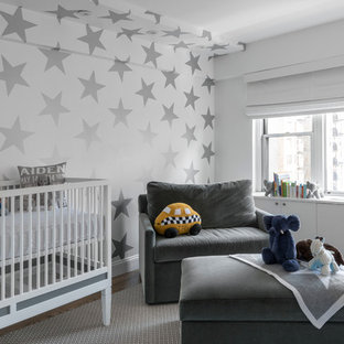 gray and white nursery decor