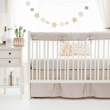 Washed Linen in Oatmeal Crib Bedding