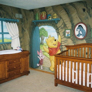 Winnie The Pooh Murals in a Nursery by Tom Taylor of Mural Art LLC