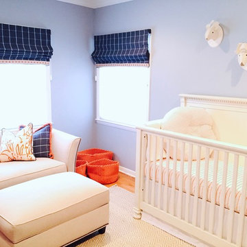 Woodland Nursery with Pops of Blue and Orange