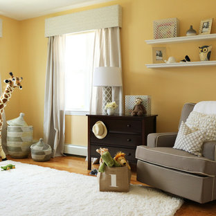 yellow and gray nursery decor