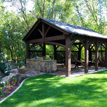 21' x 22' Timber Frame Pavilion With Outdoor Kitchen