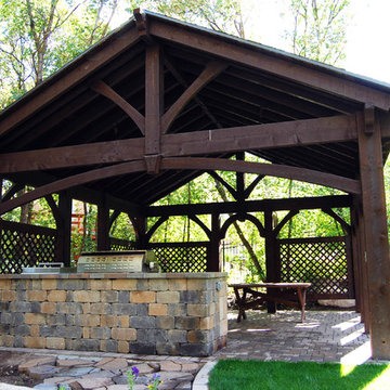 21' x  22' Timber Frame Pavilion With Outdoor Kitchen