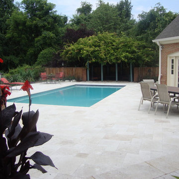4 Piece Pattern Travertine Pool Deck and Coping