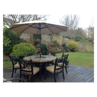 fire pit patio table with umbrella