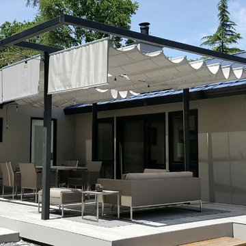 A custom frame featuring 3 rows of 5’X18’ of Infinity Canopy Metallica Platinum