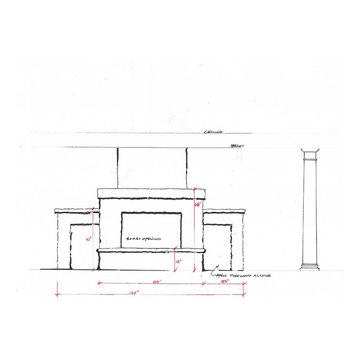 A sketch from part way through the design of the fireplace