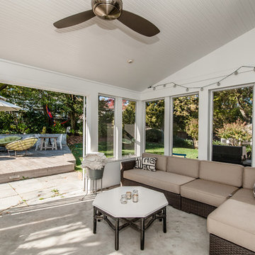 A uniquely designed sun room perfect for lounging and entertaining