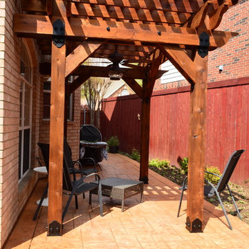 Addison, TX, Stain & Stamp Patio With Custom Pergola