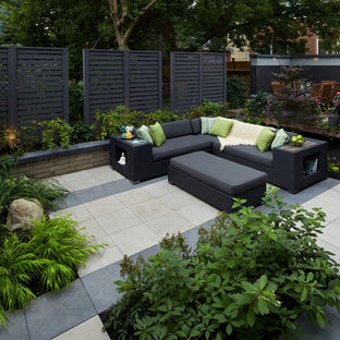 Esempio di un patio o portico minimalista con lastre di cemento e nessuna copertura