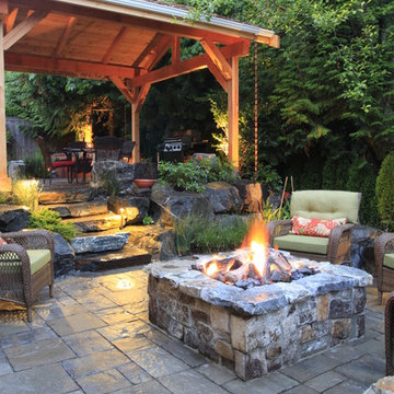75 Outdoor With A Fire Pit And Gazebo, Outdoor Canopy For Fire Pit