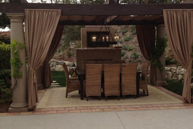 Arbor and fireplace